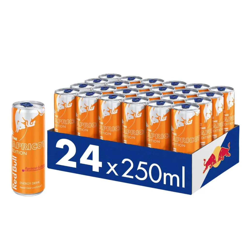 Tray Red Bull Orange Abricot Fraise Energy Drink 25CL 24 Canettes