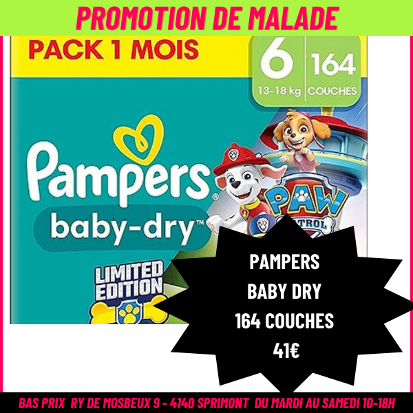 PAMPERS Baby-Dry 164 pc. N°6 (13-18 KG)
