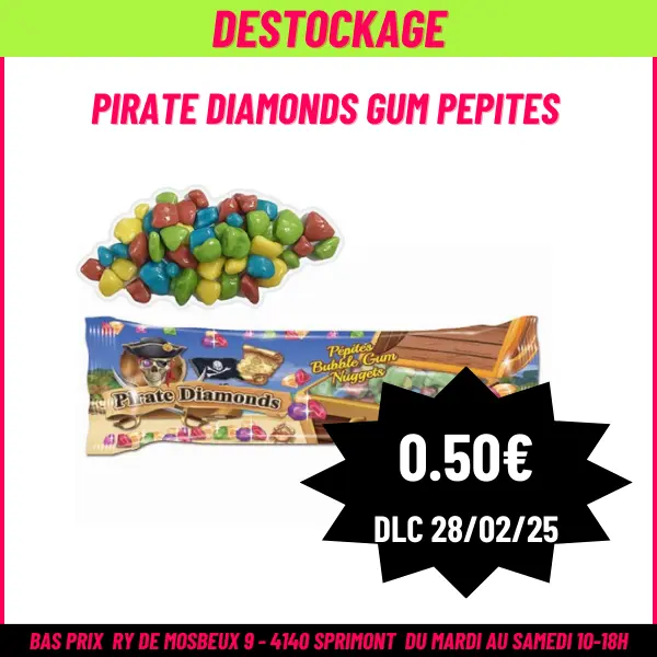 DESTOCKAGE Pirate Diamonds gum pepites 28-02-2025
