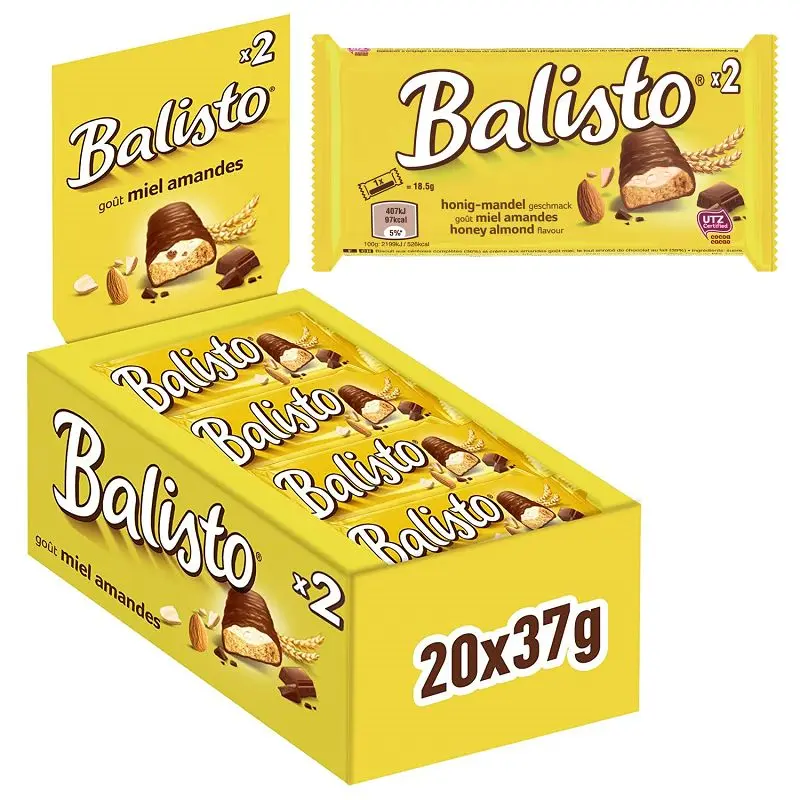 Carton Balisto Barre De Biscuit Honey Almond 20 Pièces De 37 Gr 