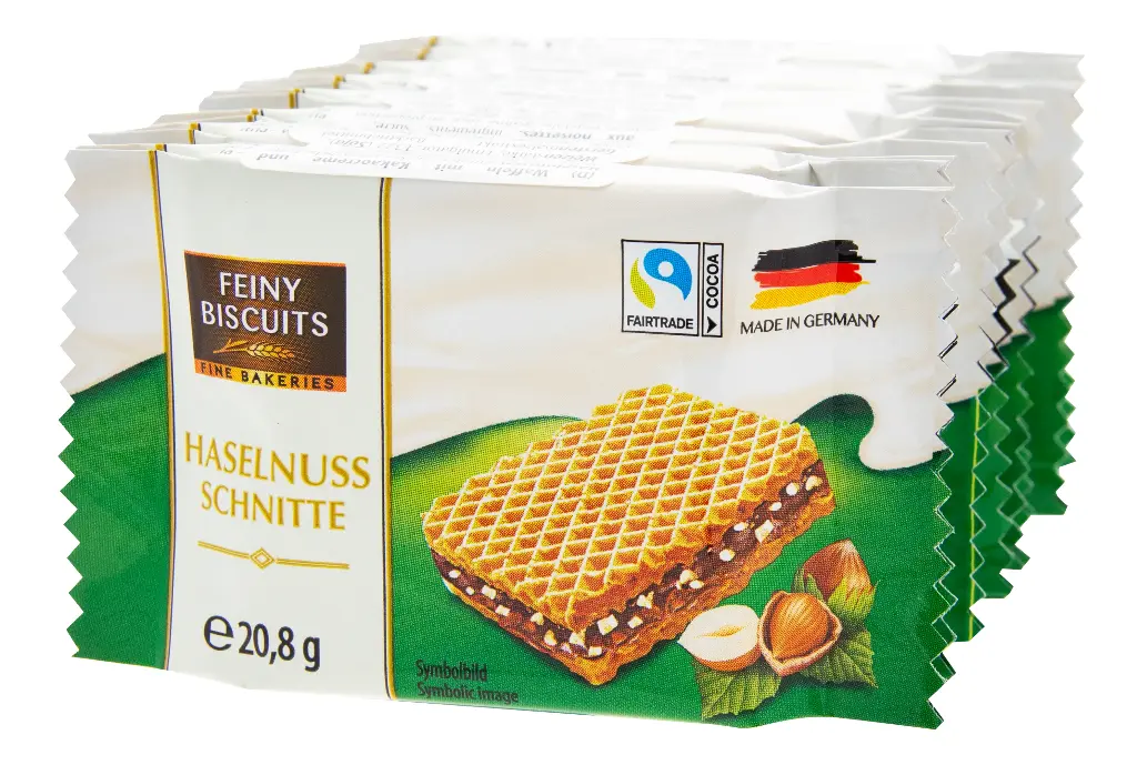 Gaufrette Fourée À La Crème Cacao Et Éclats De Noisette 167g (8x20,8g)