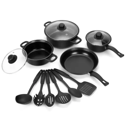 Herzberg HG-04241: Batterie de Cuisine Antiadhésive 13 Pièces Avec Cuillère de Cuisine en Nylon
